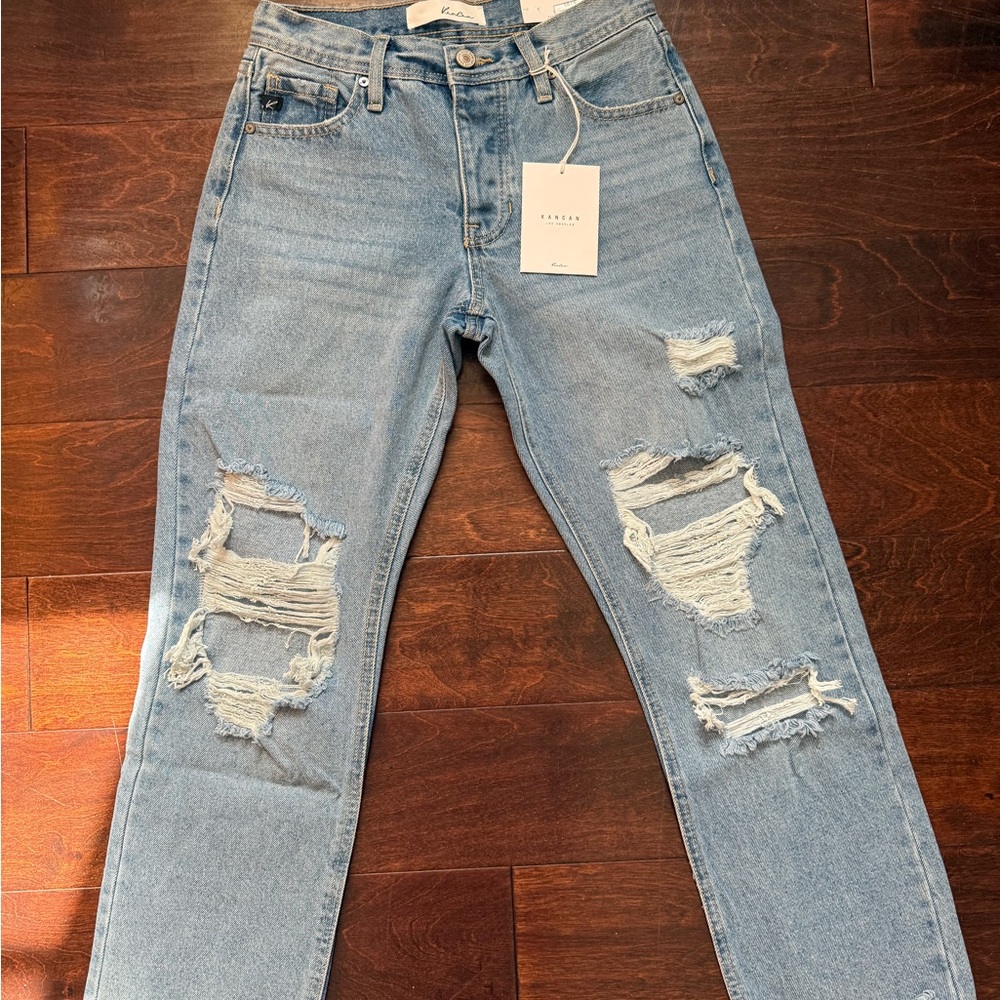 KanCan Light Blue Distressed Ankle Jeans